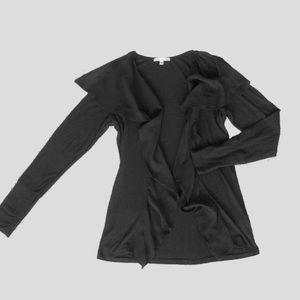 Y2k goth Red Haute slinky bell sleeve ruffled black cardigan